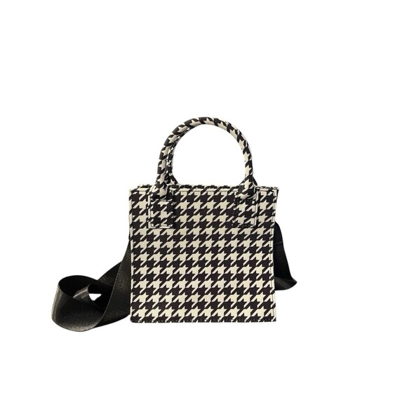 Like Dreams Houndstooth Two Tone Black & White Handbag Purse - Picture 2 of 7